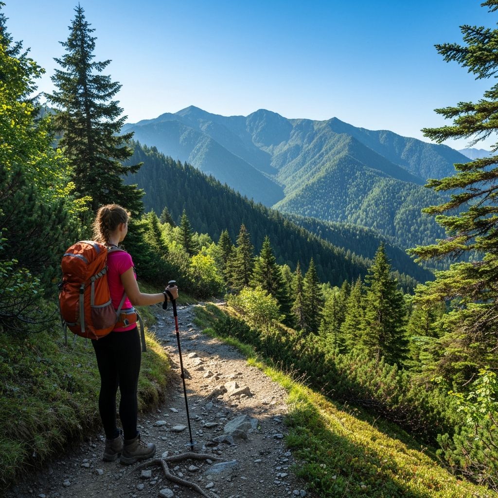 Person hiking on a trail
